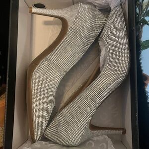 INC International Concepts Silver Sparkle Heels